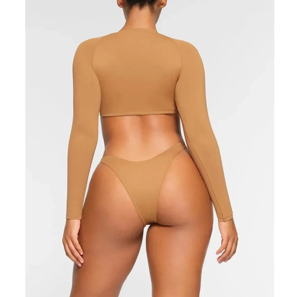 SKIMS Recycled Swim Long Sleeve Underwire Top / Color: Ochre /‎ 2X